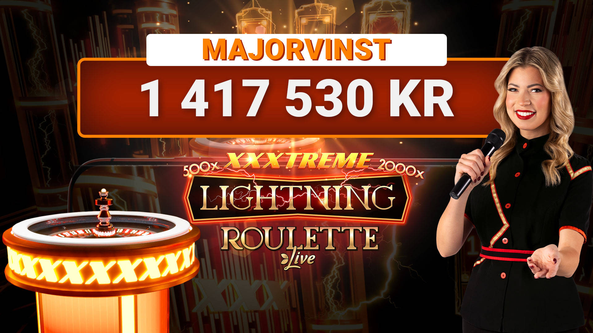 Storvinst på över 1,4 miljoner kronor i XXXtreme Lightning Roulette.