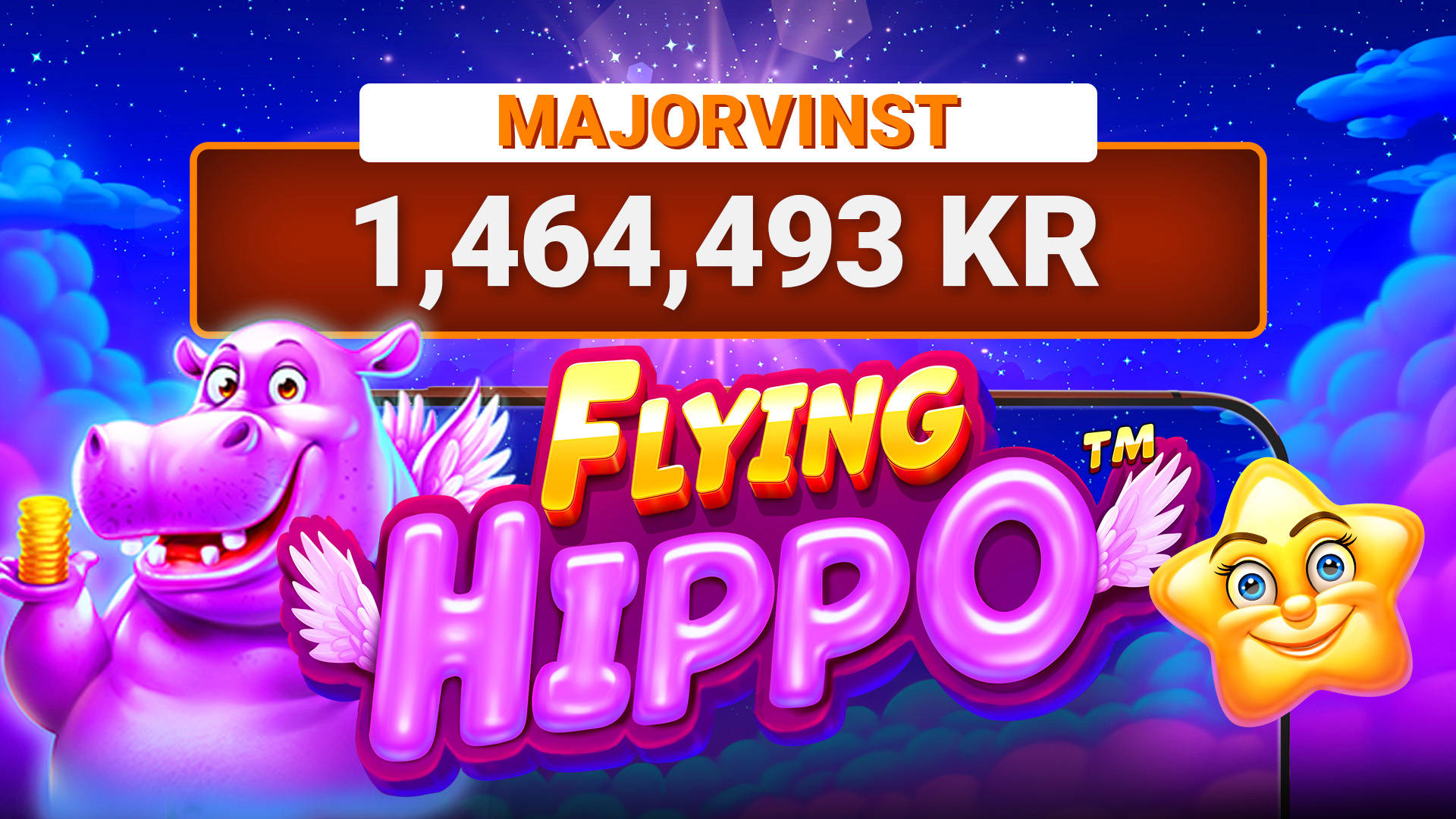 Miljonvinst med LeoJackpot – Över 1,4 miljoner kr i Flying Hippo.