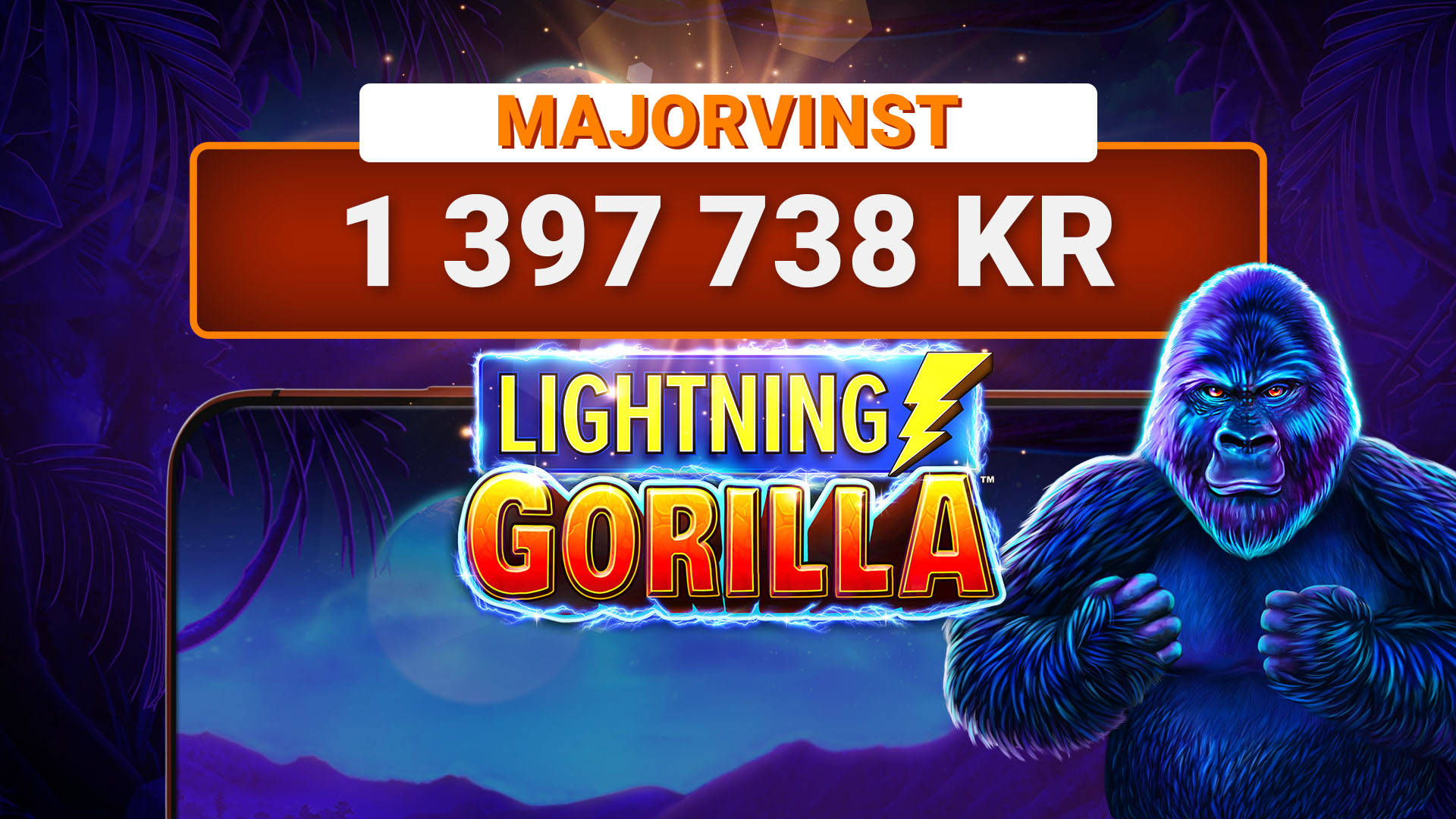 LeoJackpot: Majorvinst i Lightning Gorilla – 1 397 738 kr!