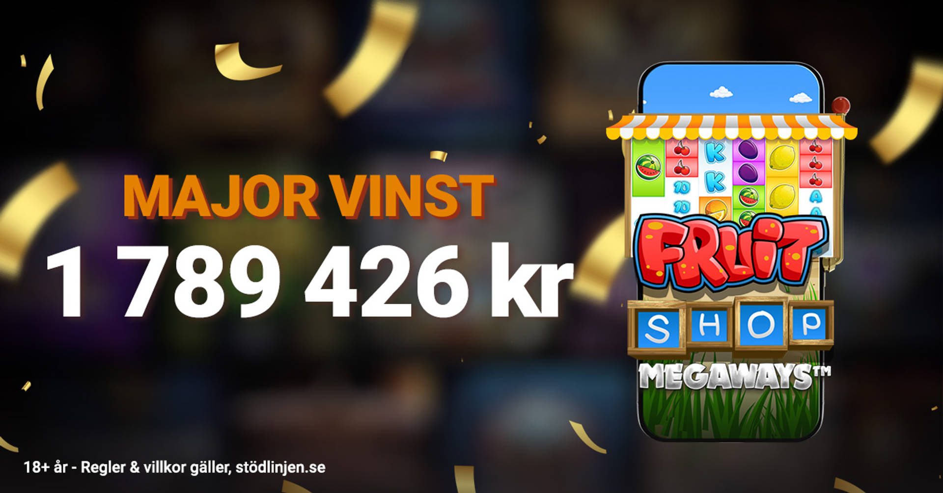 LeoJackpot Major vinst på 1 789 426 kr i spelet Fruit Shop Megaways.