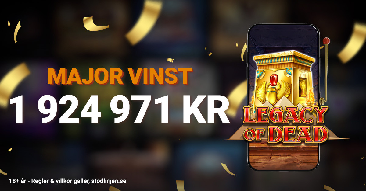 Storvinst på 1 924 971 kr i spelet Legacy of Dead.