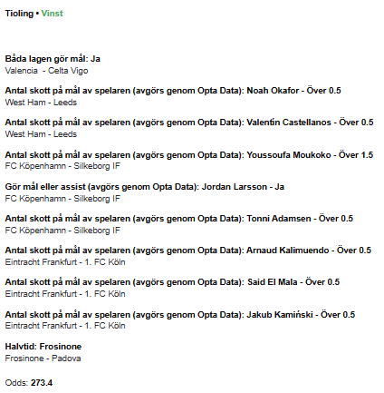 spelkupongen som gav storvinst - tioling