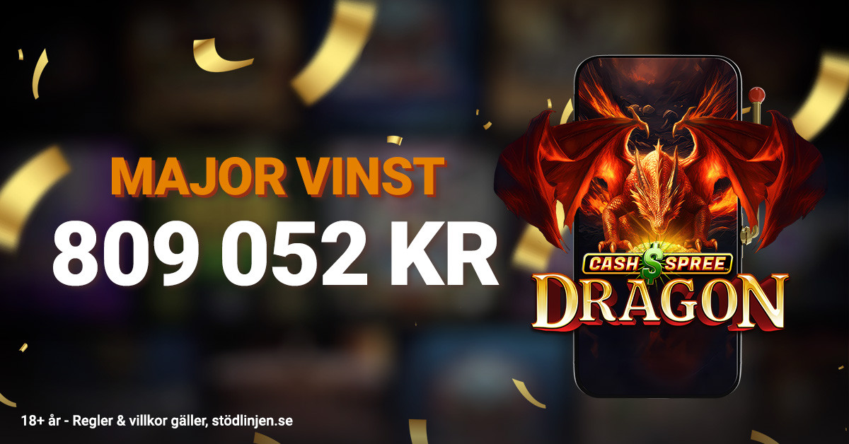Storvinst på 809 052 kr i spelet Cash Spree Dragon.