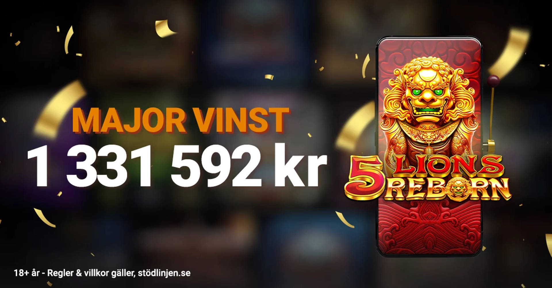 En spelare vann över 1,3 miljoner kronor med LeoJackpot i 5 Lions Reborn