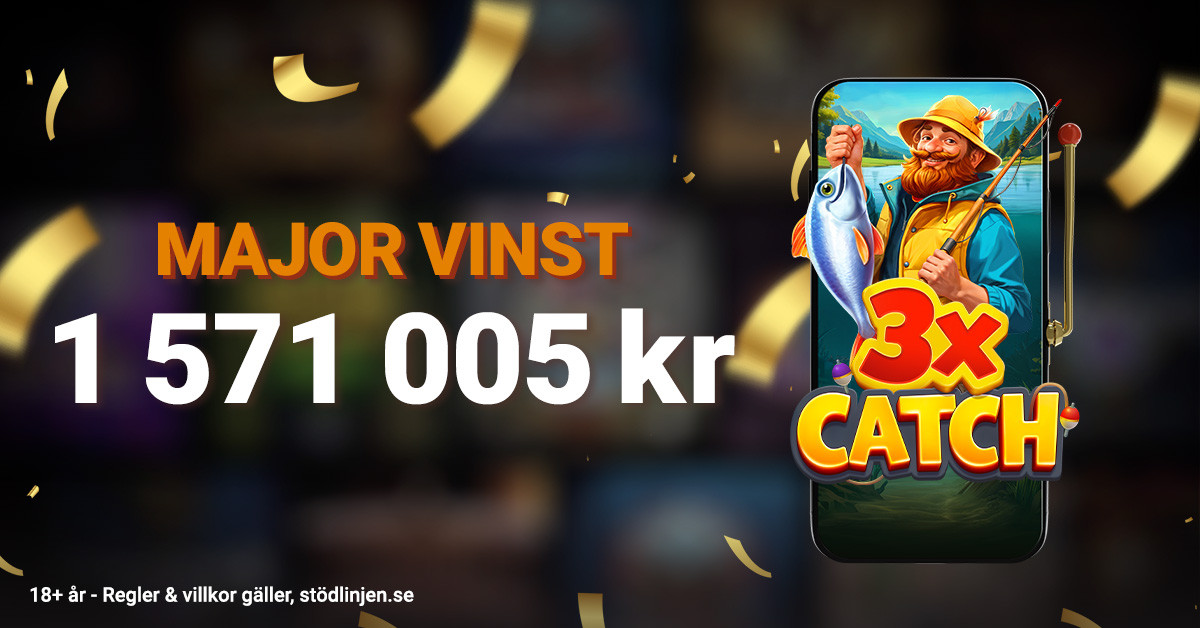 Major vinst på 1 571 005 kr i spelet 3x Catch.