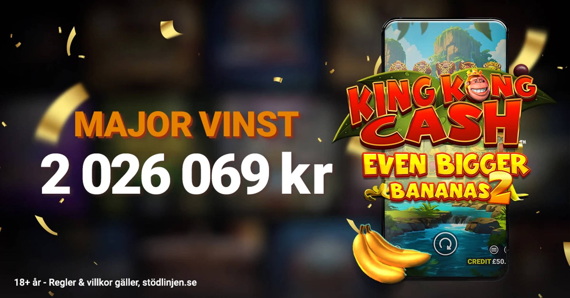 En spelare vann över 2 miljoner kronor på King Kong Bigger Bananas 2 slot