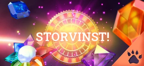 En banner som firar en storvinst, dekorerad med klassiska slots-symboler