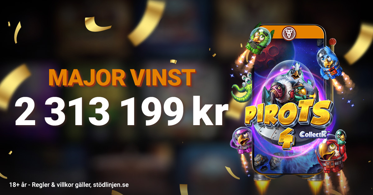 Leojackpot gav en MAJOR VINST på 2 313 199 kr, Pirots 4 slotspel.