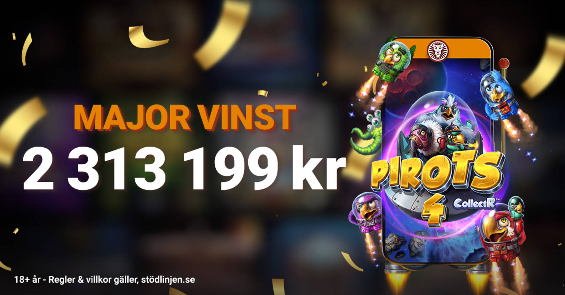 Leojackpot gav en MAJOR VINST på 2 313 199 kr, Pirots 4 slotspel.