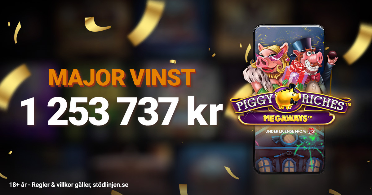 Major vinst på 1 253 737 kr i spelet Piggy Riches Megaways.