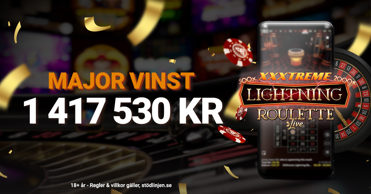 Storvinst på över 1,4 miljoner kronor i XXXtreme Lightning Roulette.