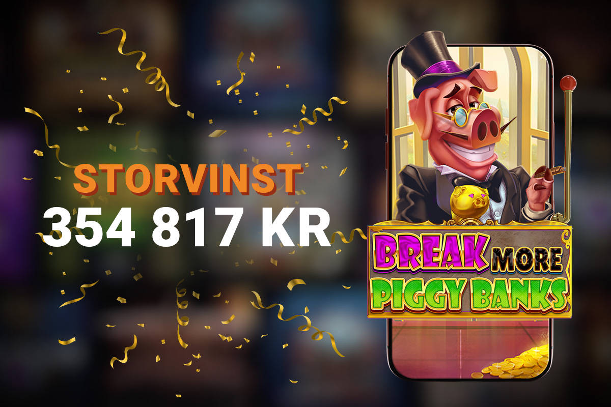 Storvinst på 354 817 kr i Break More Piggy Banks slotspel.