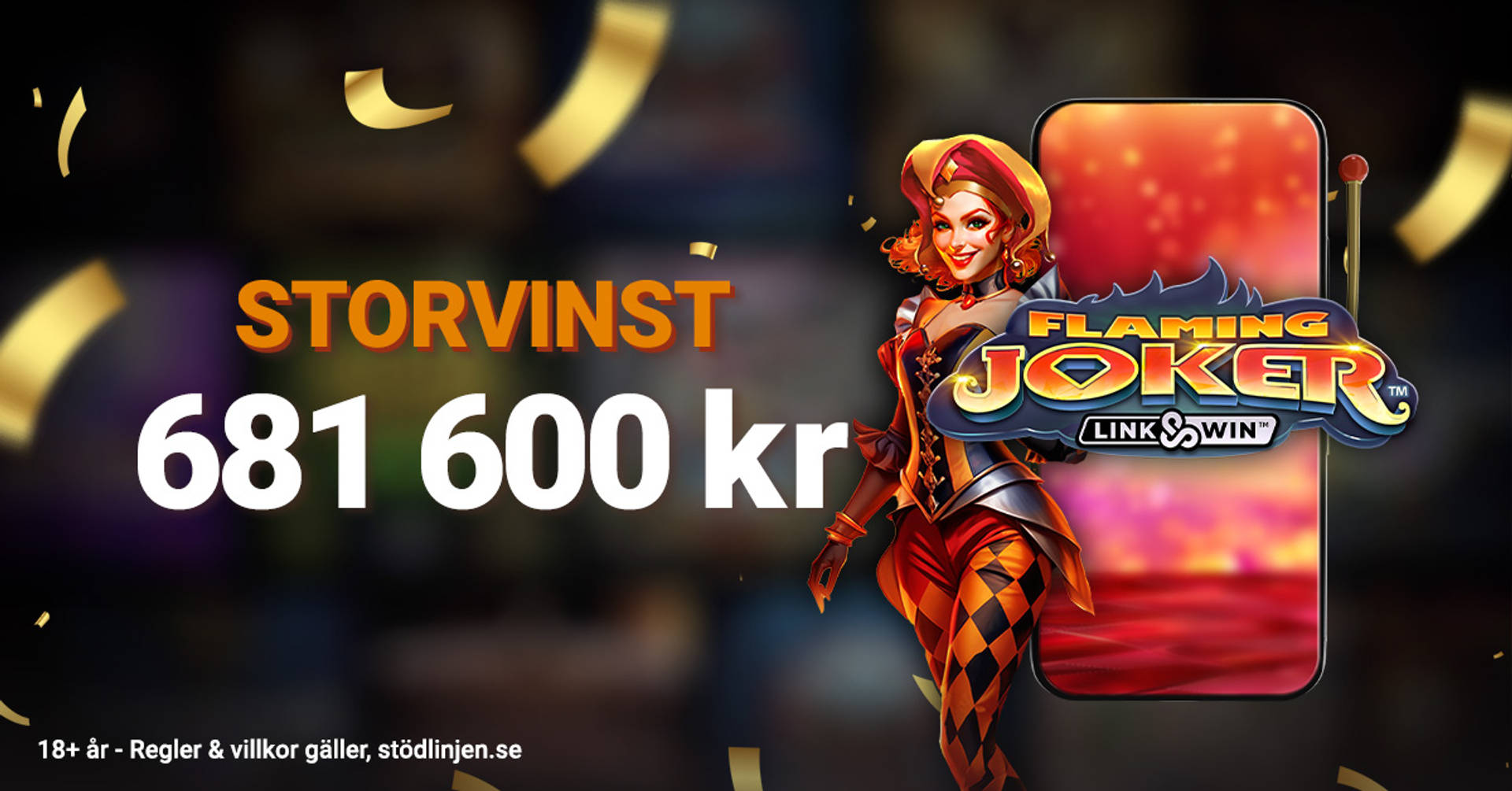Storvinst på 681 600 kr i Flaming Joker Link&Win slotspel.