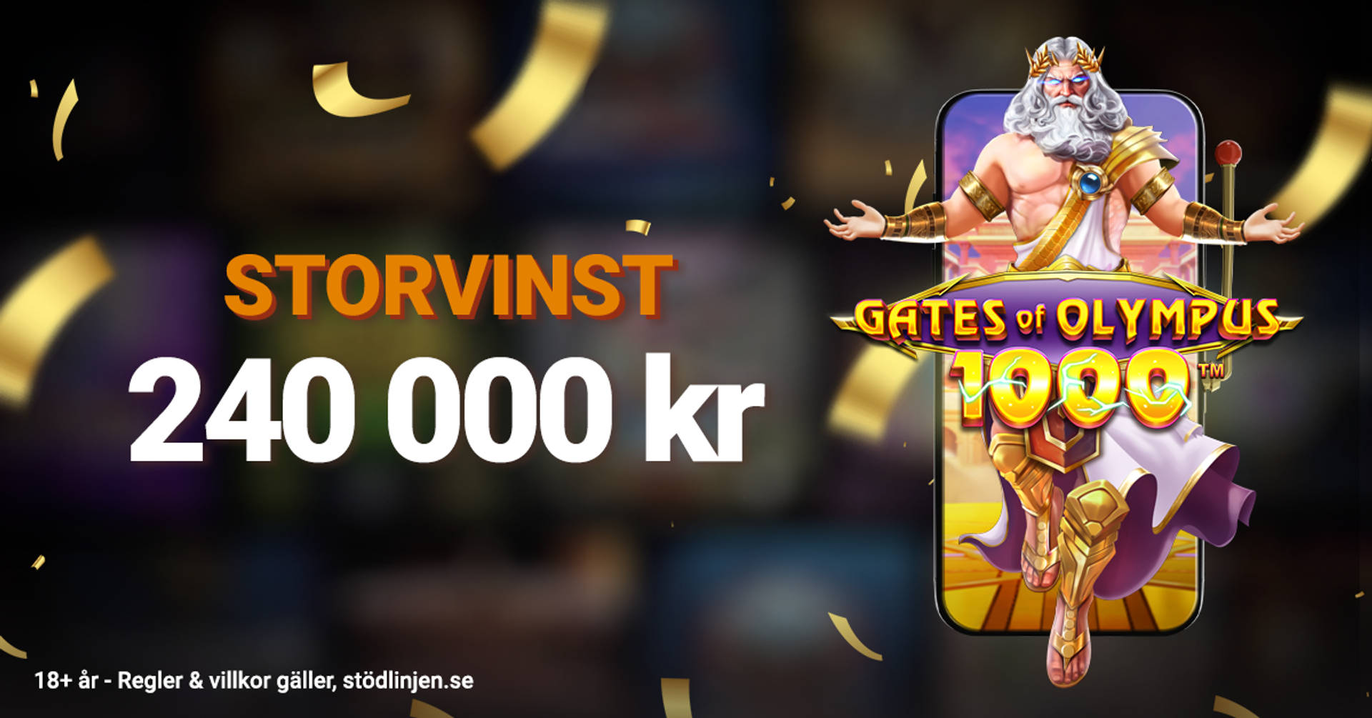 En storvinst på 240 000 kr i spelet Gates of Olympus 1000.