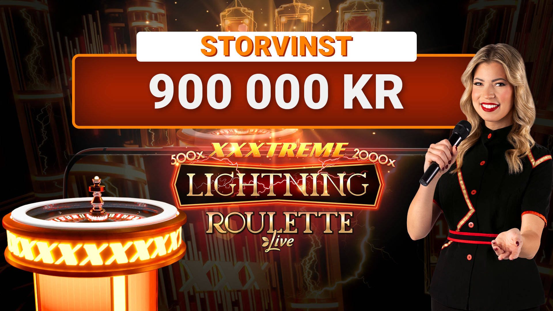 Storvinst på 900 000 kronor i spelet XXXtreme Lightning Roulette.