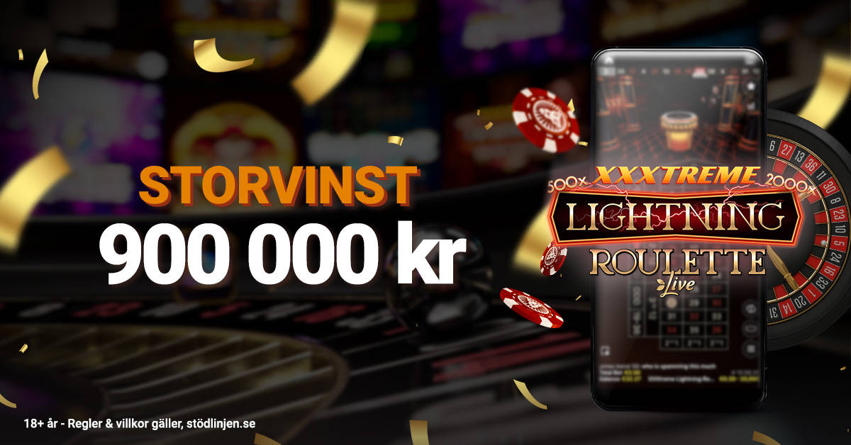 Storvinst på 900 000 kronor i spelet XXXtreme Lightning Roulette.