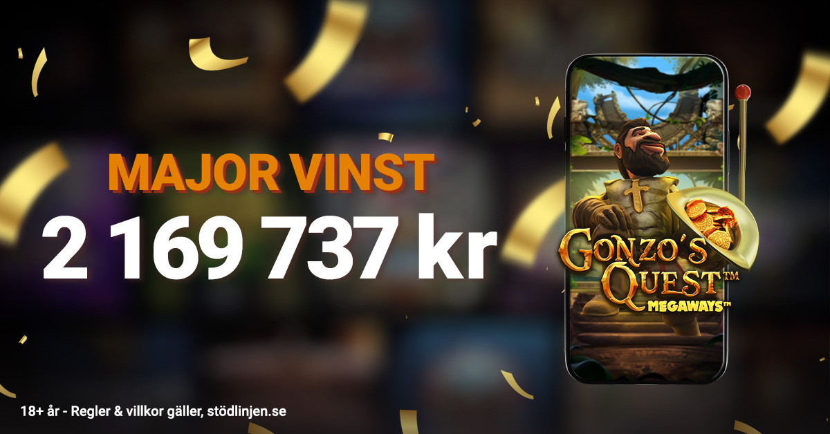 Leojackpot ger majorvinst på 2 169 737 kr i Gonzo's Quest MEGAWAYS.