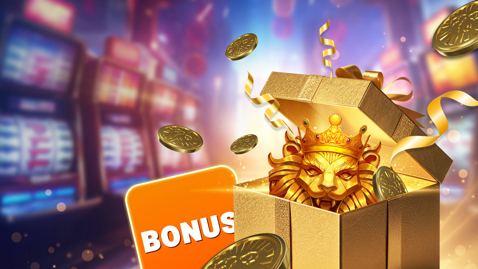 A colourful promotional banner with casino-themed icons and the word “Promotions” against a bright, festive background.
