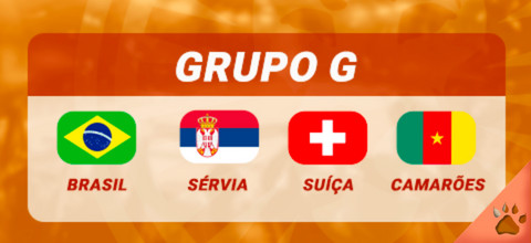 Calendário de jogos da copa de futebol 2022 grupo g bandeiras do brasil  sérvia suíça camarões