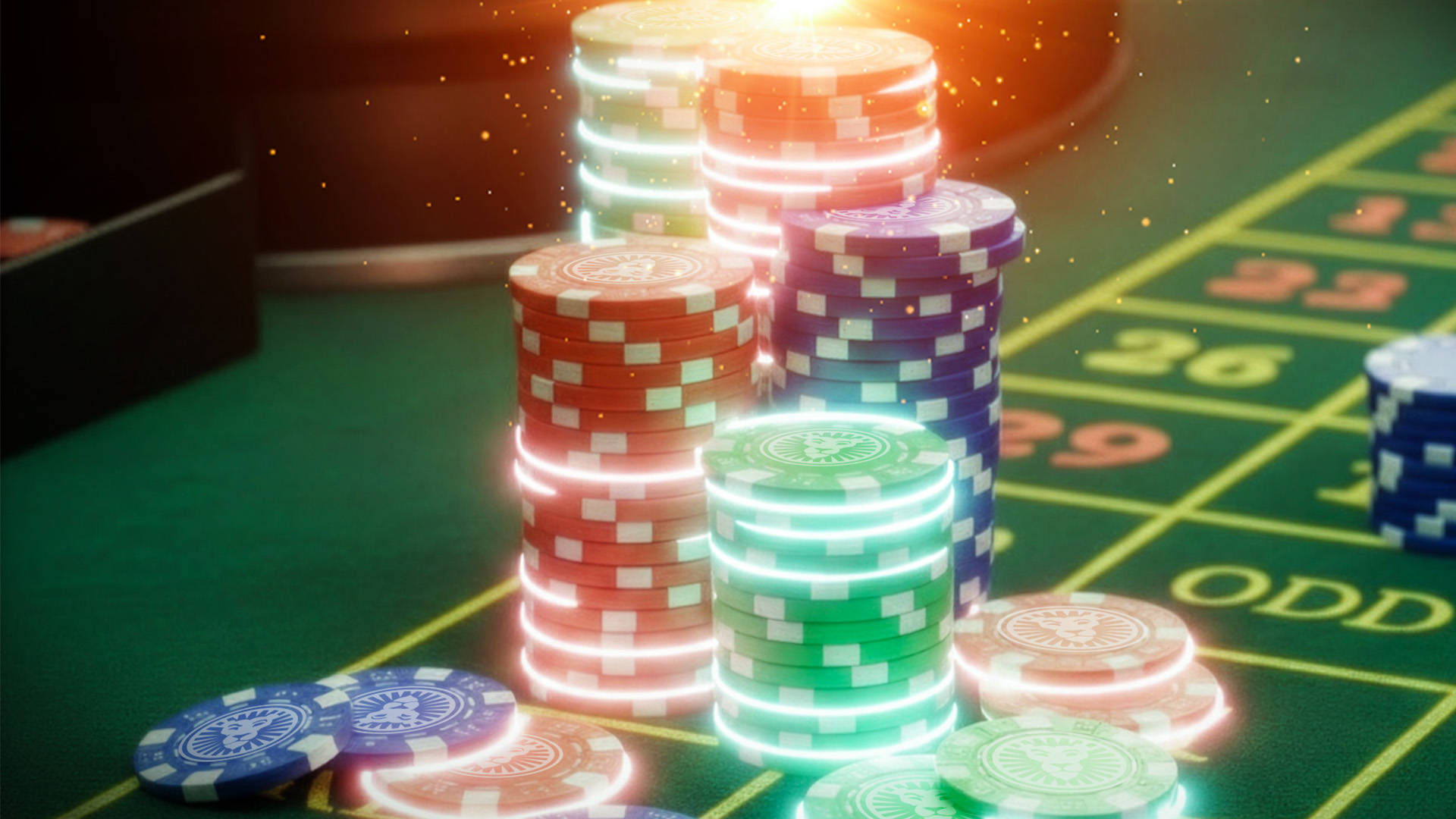 stack of leovegas branded illuminated casino chips