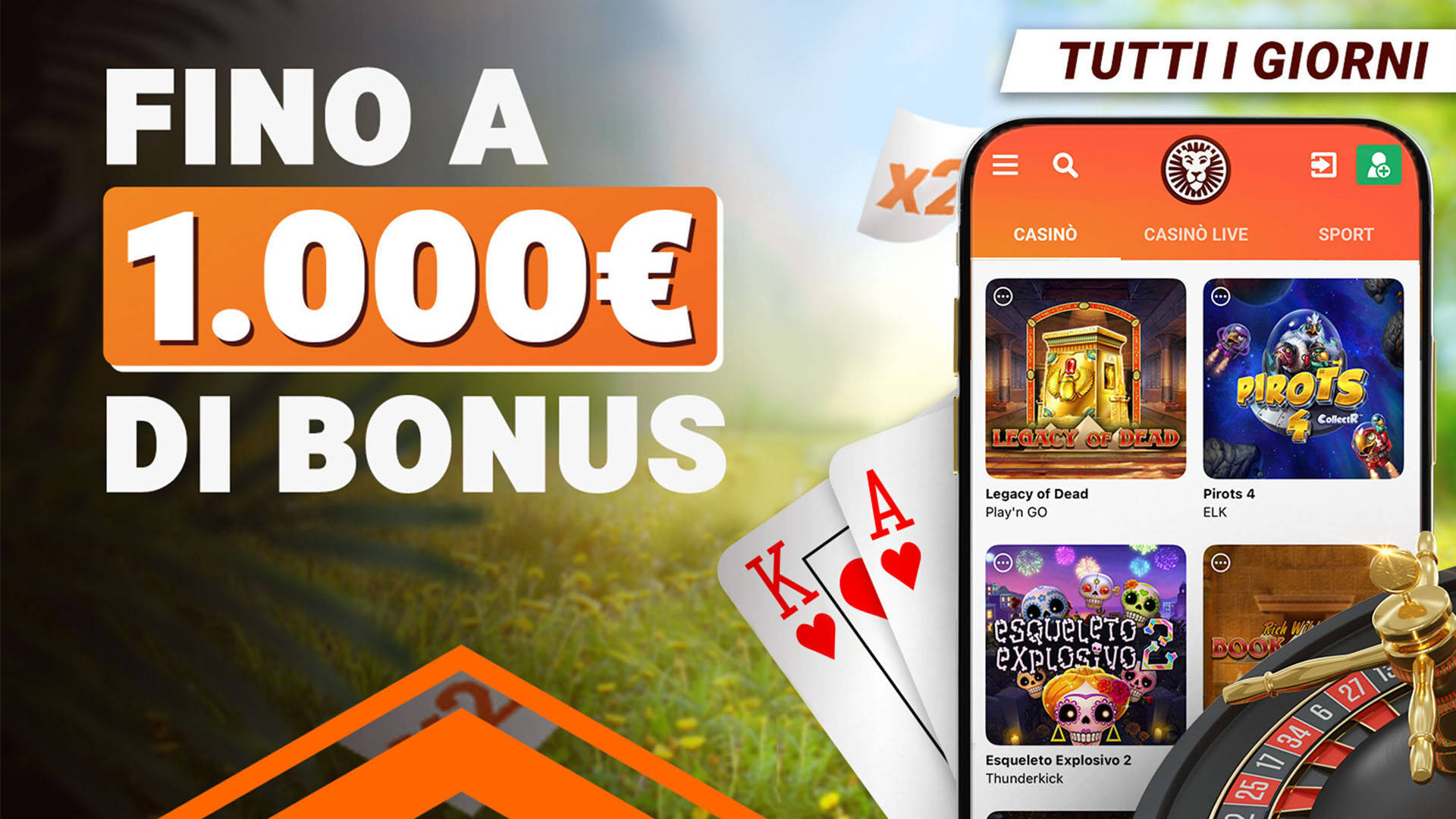 Leo Fedelta. Fino a 1.000€ di bonus e moltiplicatori giornalieri con fiches e roulette.