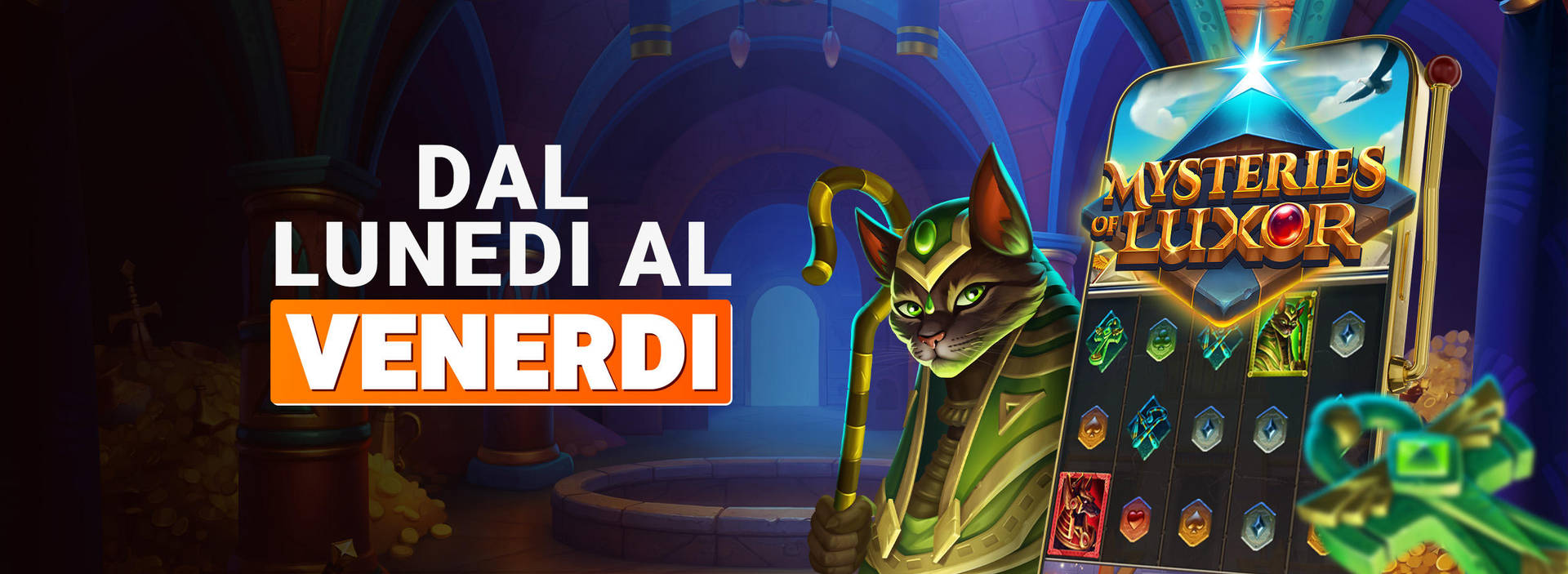 30 Free Spins e slot machine a tema egiziano con gatto faraone.