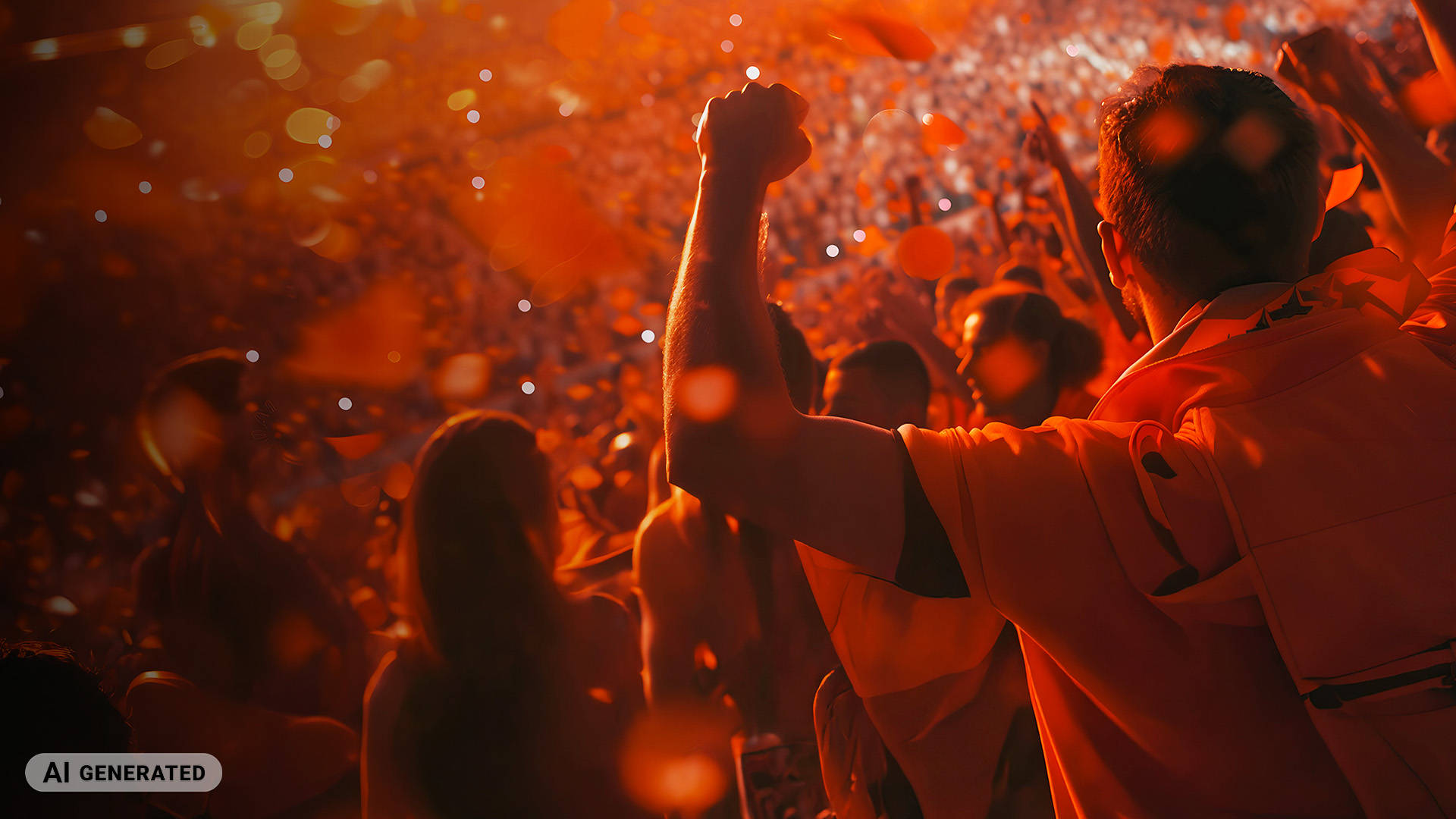 Stand of fans celebrating together